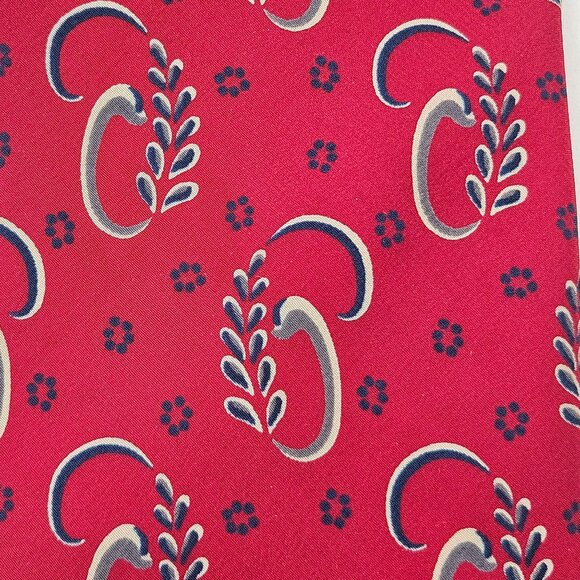 Geoffrey Beene Mens Tie Red Paisley Floral Pattern Silk Handmade Italy Vintage - Picture 5 of 8